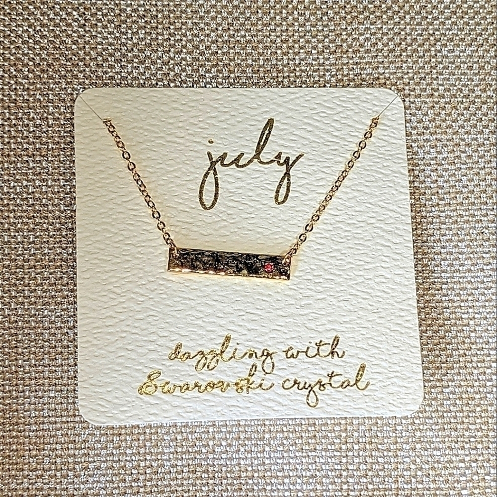 Francesca's July Birthstone Gold-tone Bar Necklace with Swarovski Crystal